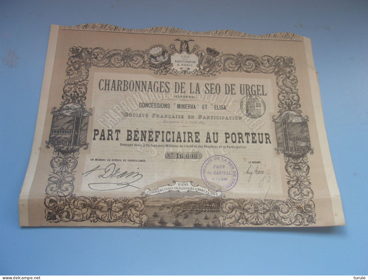 CHARBONNAGES DE LA SEO DE URGEL (espagne) 1893 - Other & Unclassified