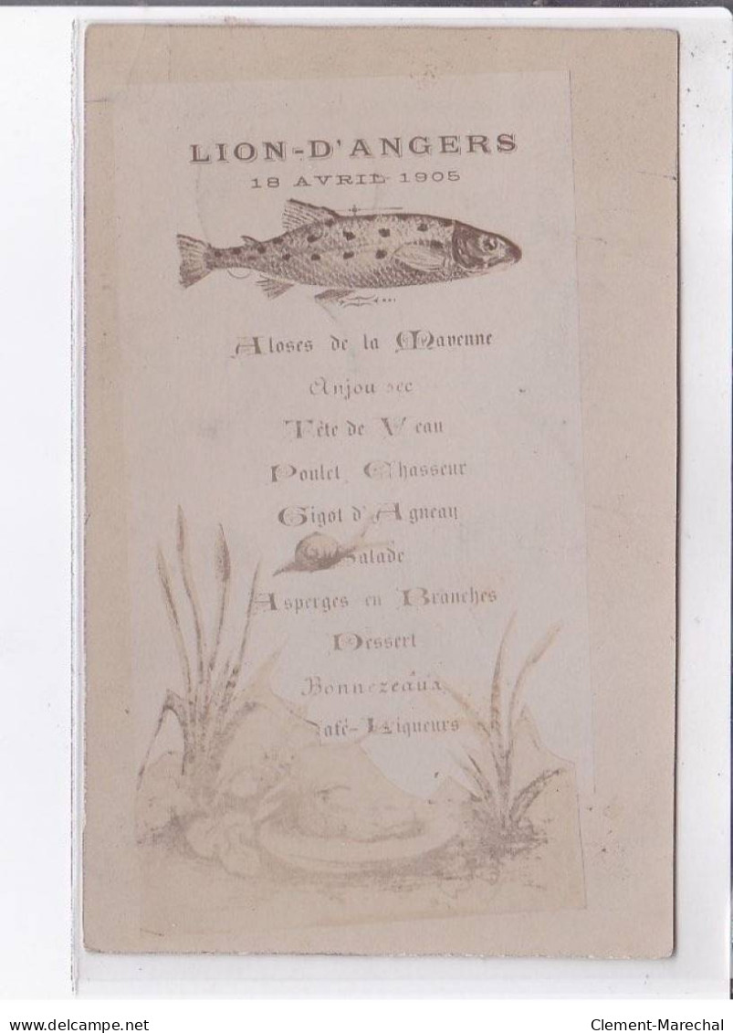 LION-D'ANGERS: Menu 18 Avril 1905 - Très Bon état - Angers