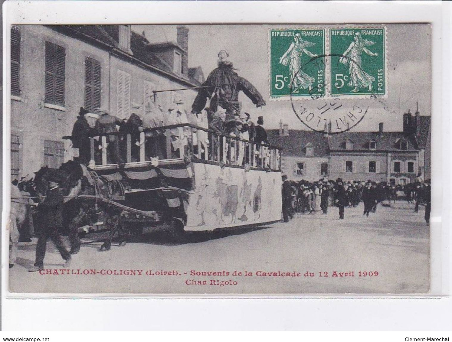 CHATILLON-COLIGNY: Souvenir De La Cavalcade Du 12 Avril 1909, Char Rigolo - Très Bon état - Chatillon Coligny