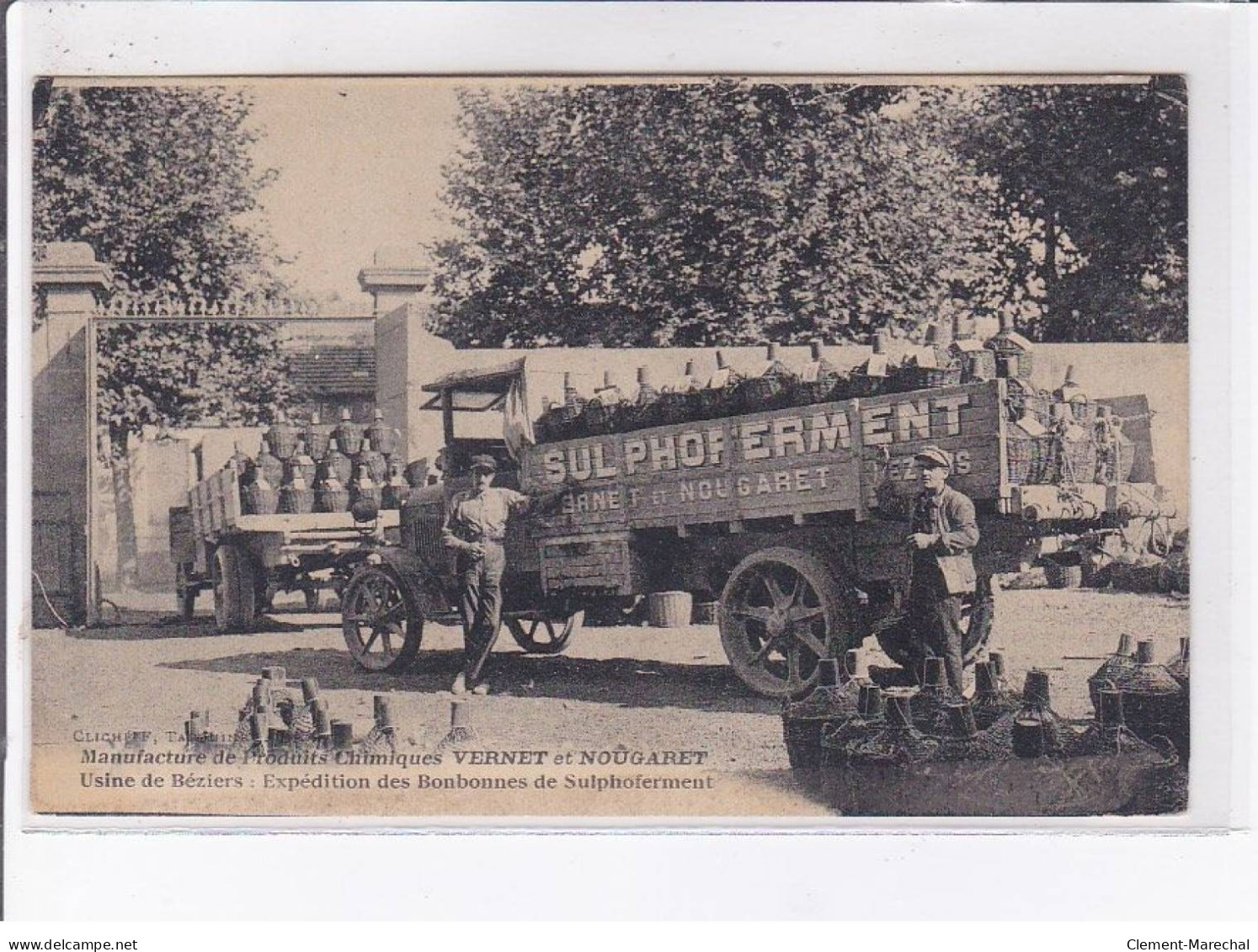 BEZIERS: Manufacture Produits Chimiques Vernet Nougaret, Usine Béziers Expédition Bonbonnes Sulphoferment Très Bon état - Beziers