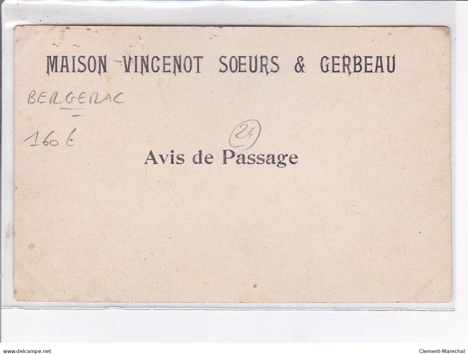 BERGERAC: Maison Vincenot Soeurs Et Gerbeau - Très Bon état - Bergerac
