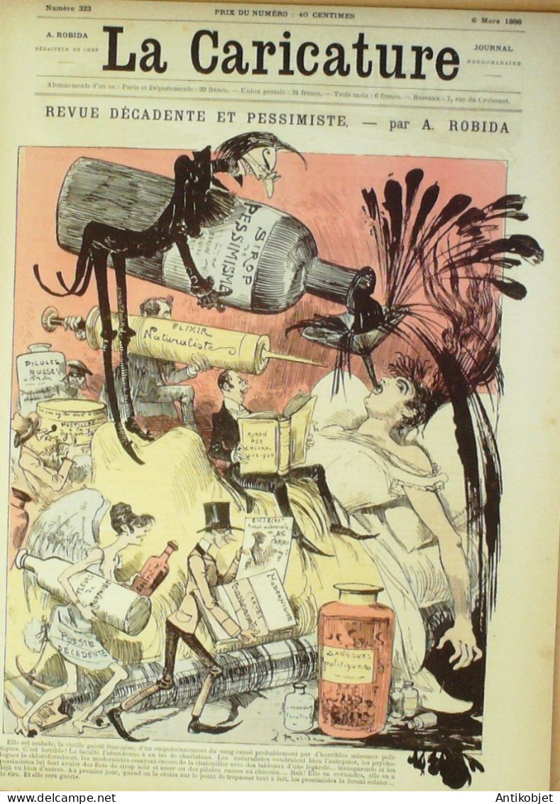 La Caricature 1886 N°323 Revue Décadente Noire Halles Centrales Robida - Zeitschriften - Vor 1900