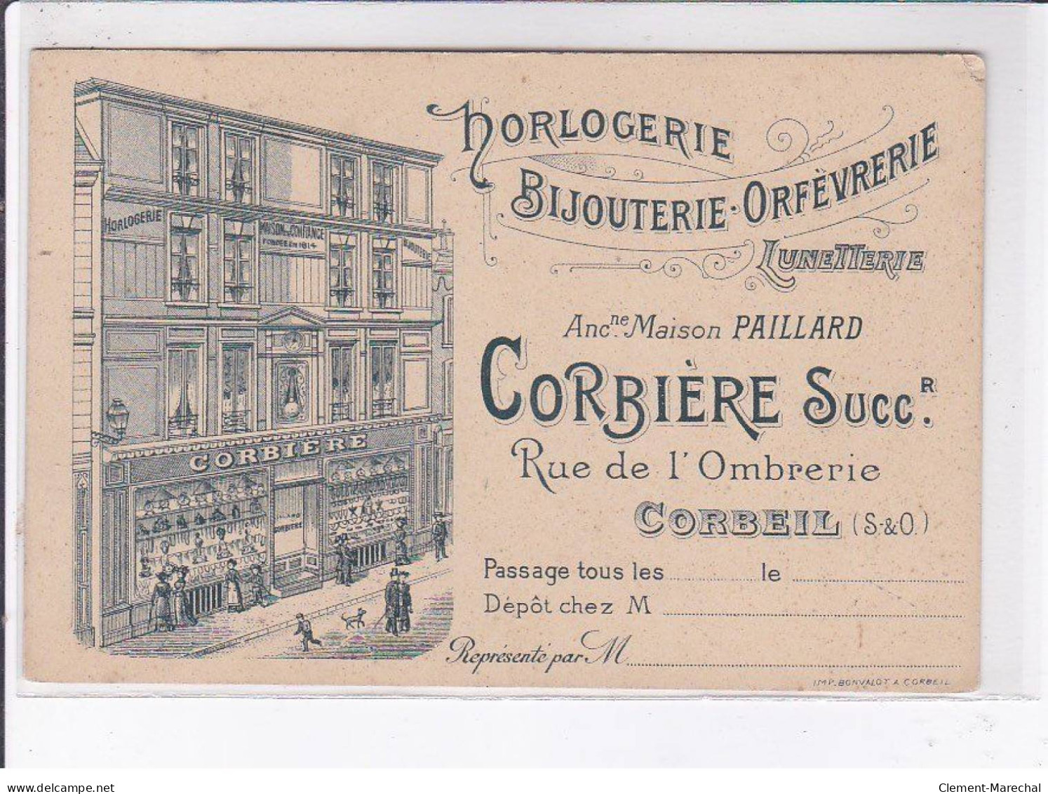 CORBEIL: Horlogerie Bijouterie Orfèvrerie Ancienne Maison Paillard Corbière Rue De L'ombrerie - Très Bon état - Corbeil Essonnes