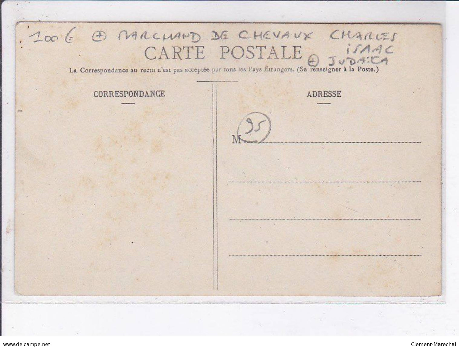 PONTOISE: Charles Issac Chevaux 26 Rue Carnot, Marchand De Chevaux, Judaica - Très Bon état - Pontoise