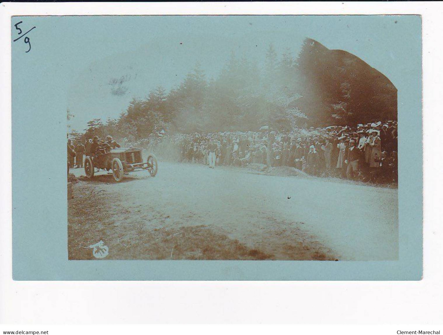 Coupe GORDON BENNET 1905 : lot de 5 cartes photos dans les pages d'album d'origine (course automobile) - très bon état