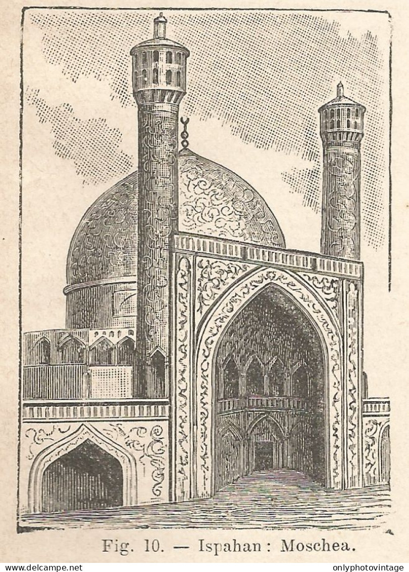 Esfahan - Moschea - Incisione Antica Del 1928 - Engraving - Estampas & Grabados