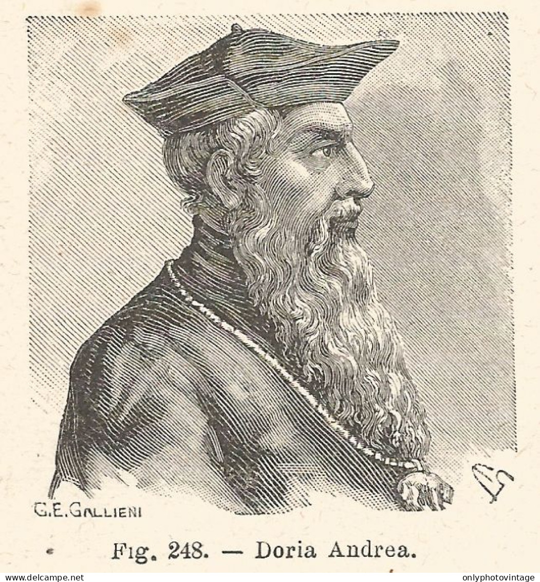 Andrea Doria - Incisione Antica Del 1925 - Engraving - Prints & Engravings