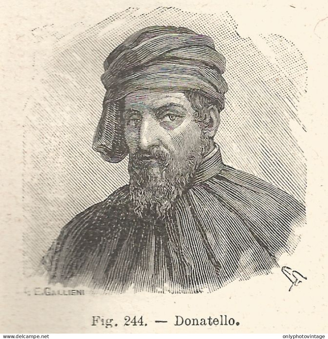 Donatello - Incisione Antica Del 1925 - Engraving - Stampe & Incisioni