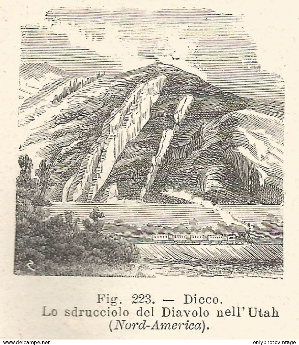 Utah - Lo Sdrucciolo Del Diavolo - Incisione Antica Del 1925 - Engraving - Prints & Engravings