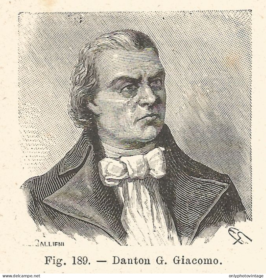 Georges Jacques Danton - Incisione Antica Del 1925 - Engraving - Estampas & Grabados