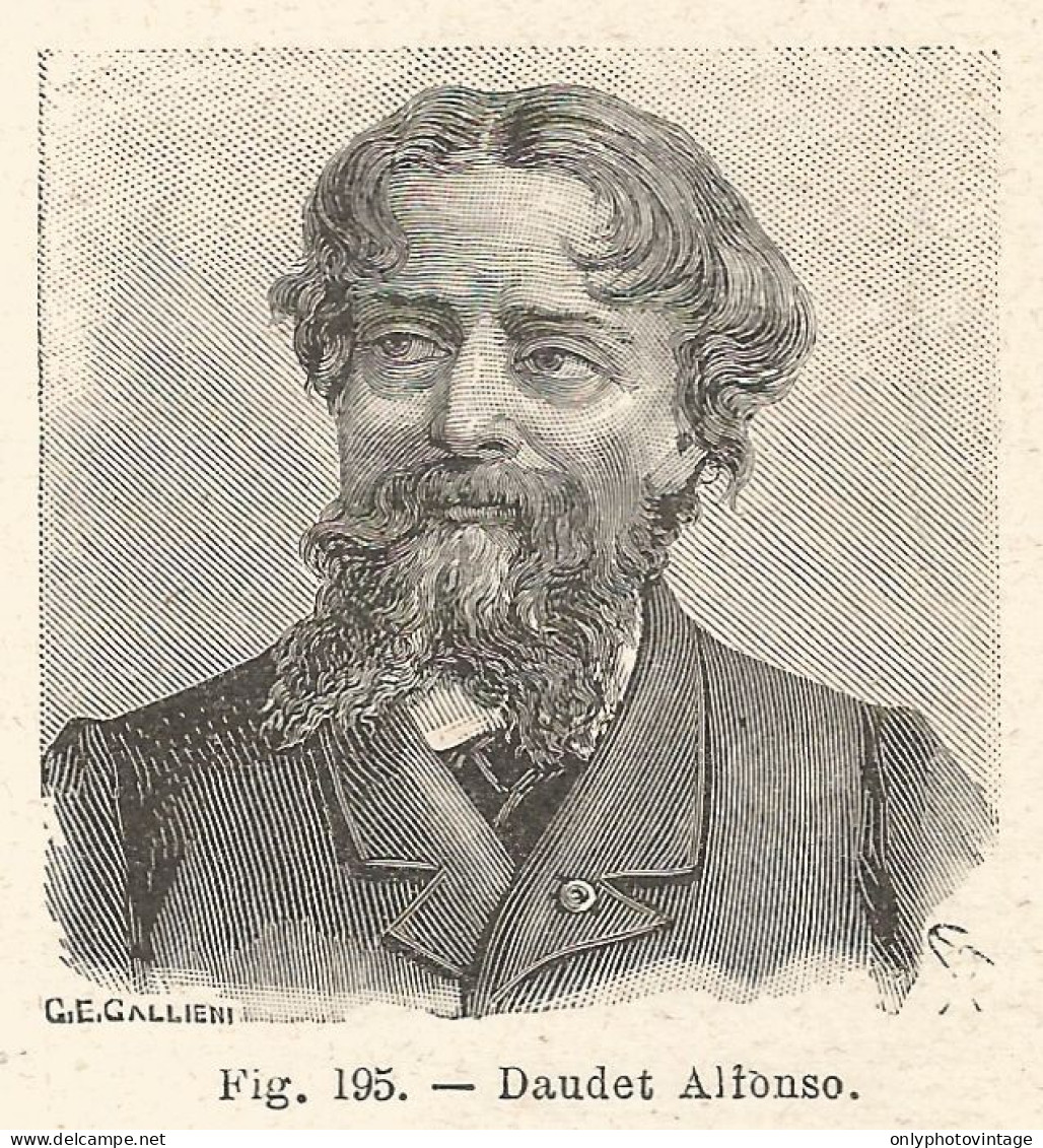 Alphonse Daudet - Incisione Antica Del 1925 - Engraving - Stampe & Incisioni