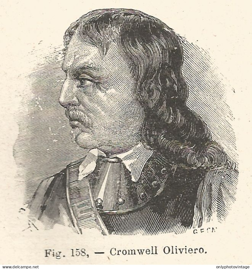 Oliver Cromwell - Incisione Antica Del 1925 - Engraving - Prints & Engravings