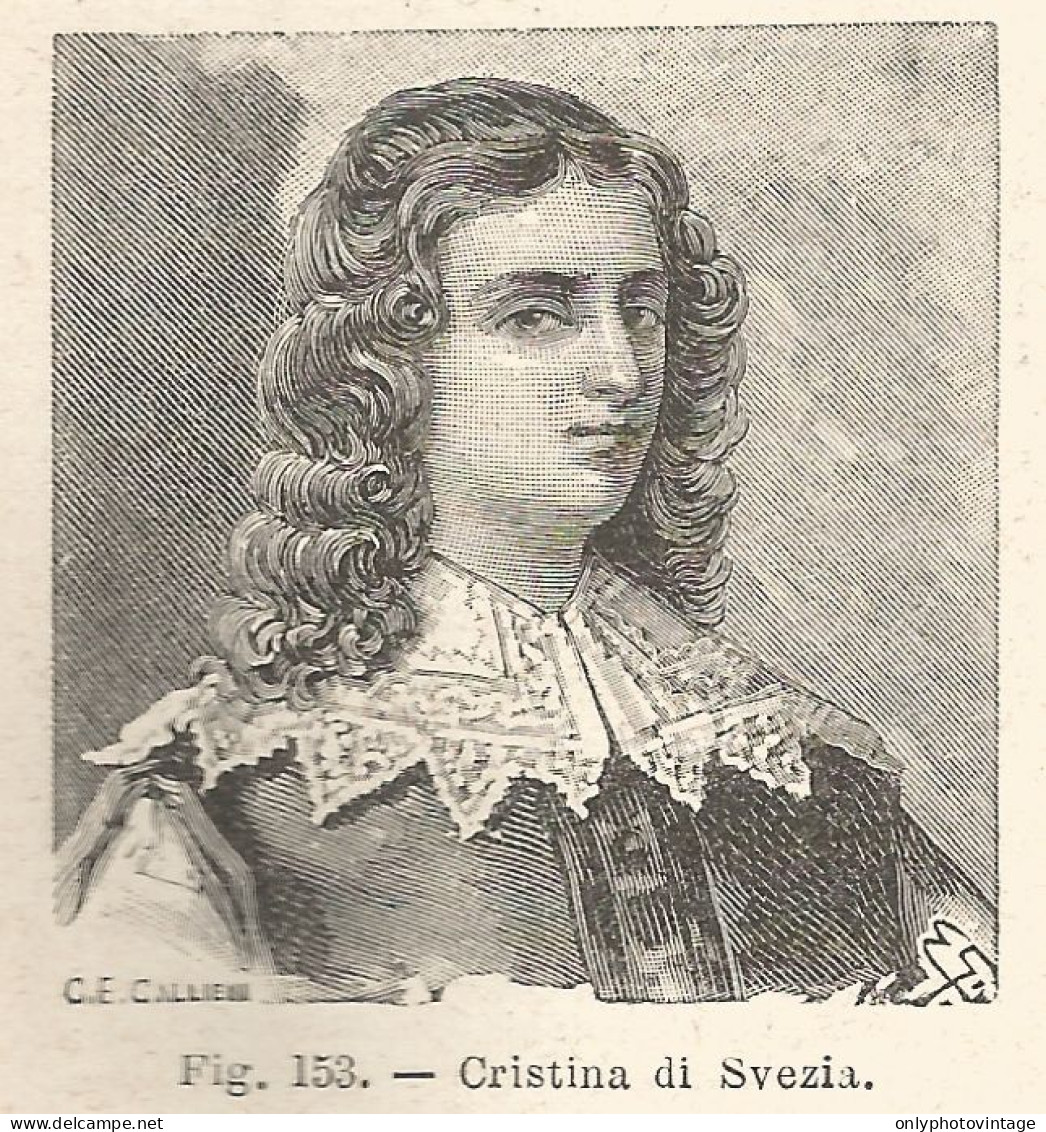 Cristina Di Svezia - Incisione Antica Del 1925 - Engraving - Prints & Engravings