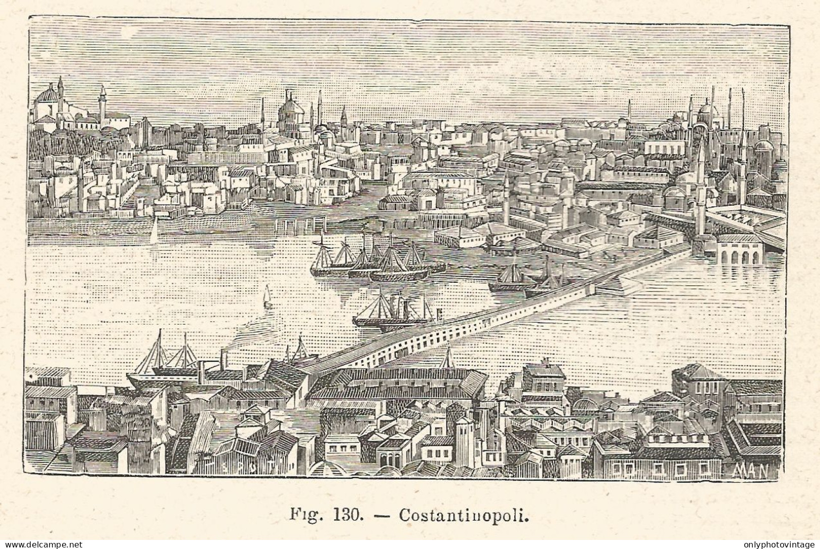 Costantinopoli - Panorama - Incisione Antica Del 1925 - Engraving - Prints & Engravings