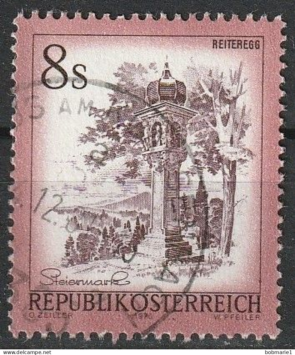 Série Paysages, Timbre Autriche Oblitéré "Wegmonument Bij Reiteregg, Stiermarken" 1976 N° 1335 - Used Stamps