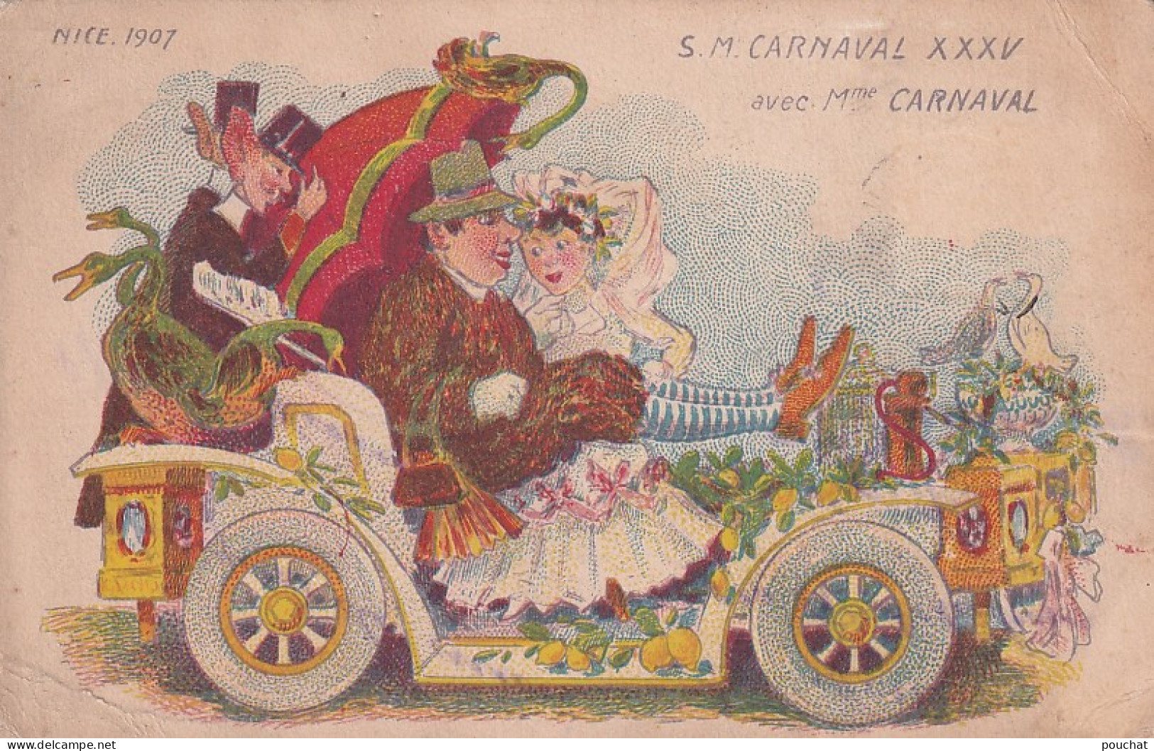 KO 27-(06) NICE 1907 - S. M. CARNAVAL XXXV AVEC Mme CARNAVAL - ILLUSTRATEUR - Carnevale