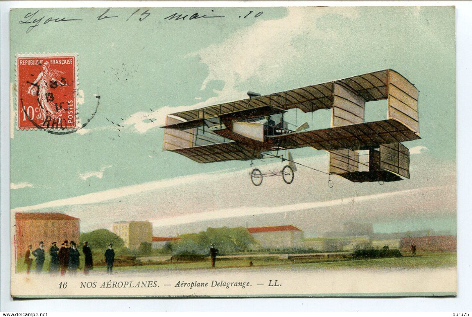 CPA Couleur Voyagé 1910 * Nos Aéroplanes - Aéroplane Delagrange ( En Vol ) LL Editeur - ....-1914: Vorläufer