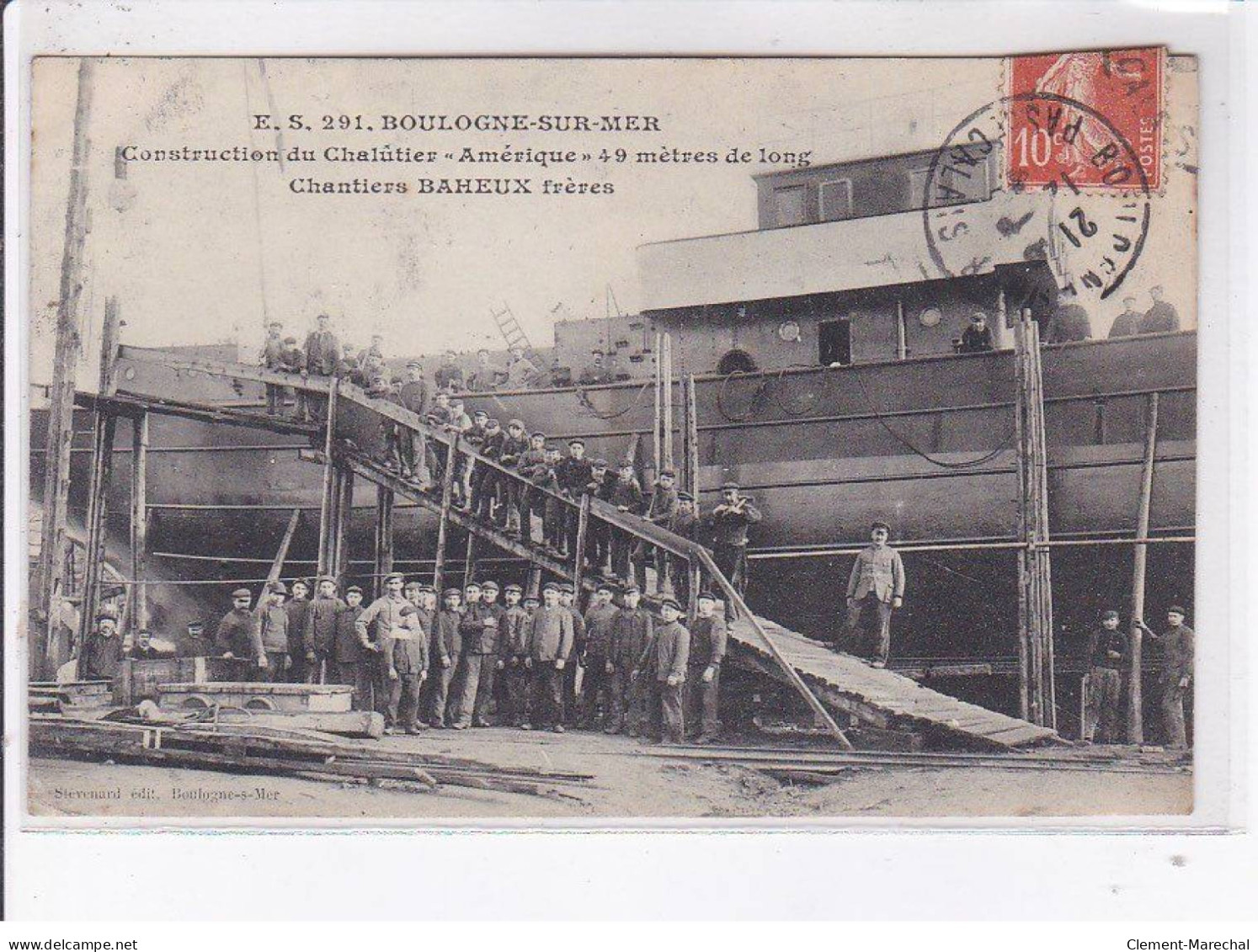 BOULOGNE-sur-MER: Construction De Chalûtier "amérique" 49 Mètres De Long Chantiers Baheux Frères - Boulogne Sur Mer