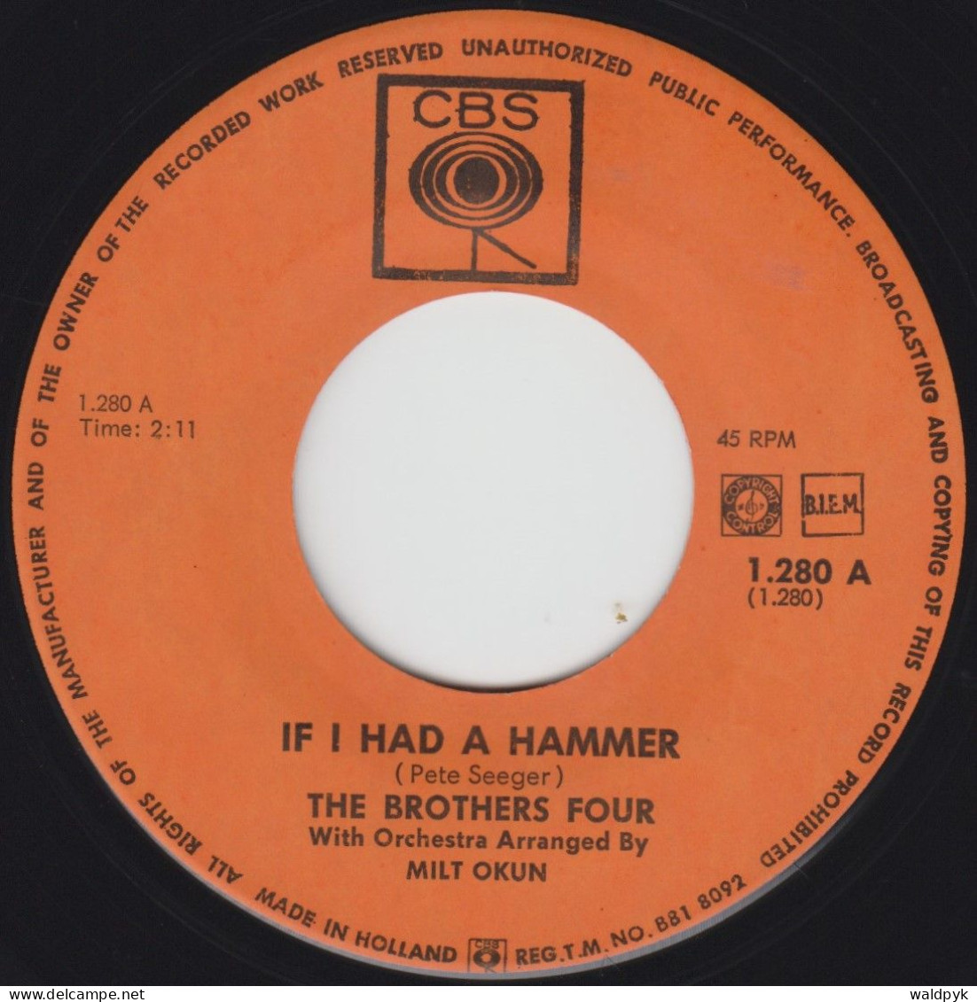 THE BROTHERS FOUR - If I Had A Hammer - Other - English Music