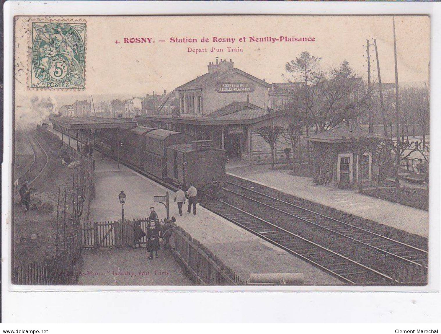 ROSNY-SOUS-BOIS: Station De Rosny Et Neuilly-plaisance, Depart D'un Train - Très Bon état - Rosny Sous Bois