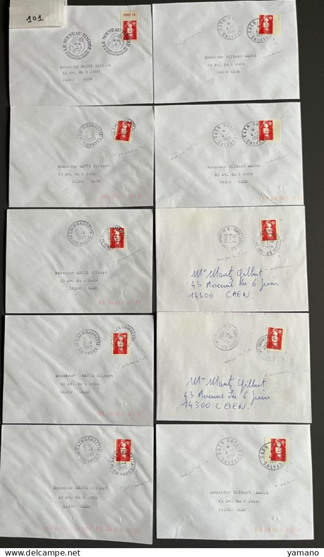 Marcophilie 1993 - Lot De 10 Lettres  BRIAT TVP  Dont 5 Premier Jour De Vente Et 5 Dernier Jour Tarif 2.50 F ( 101) - 1961-....