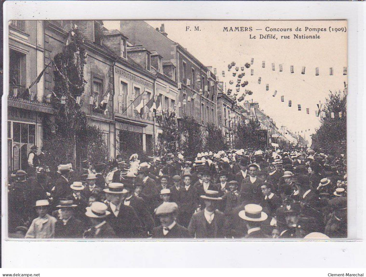 MAMERS: Concours De Pompes 1909, Le Défilé, Rue Nationale - Très Bon état - Mamers