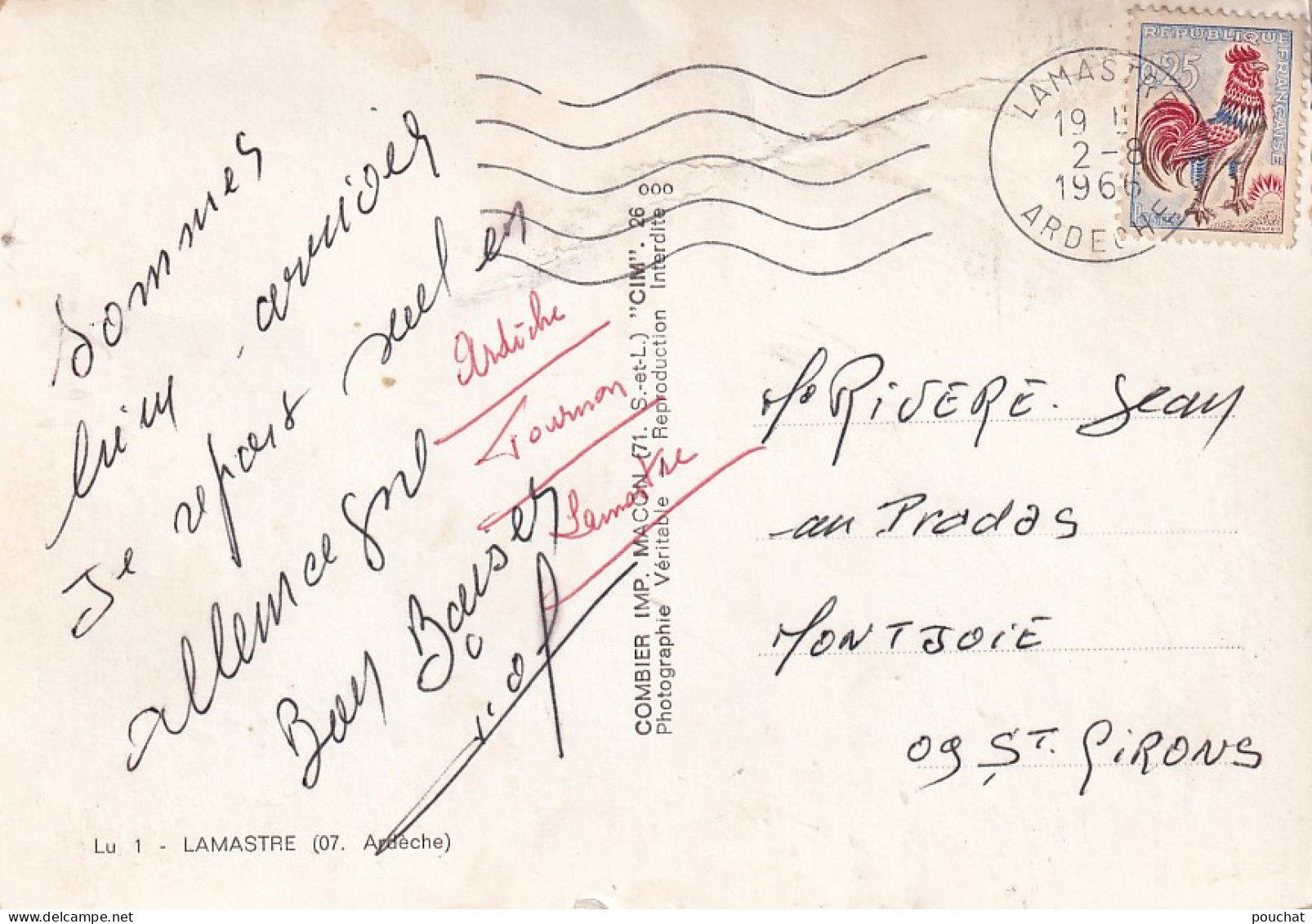 KO 29-(07) LAMASTRE - CARTE MULTIVUES : RETOURTOUR  , PISCINE , CHATEAU DES BOSC , CLOCHER - Lamastre