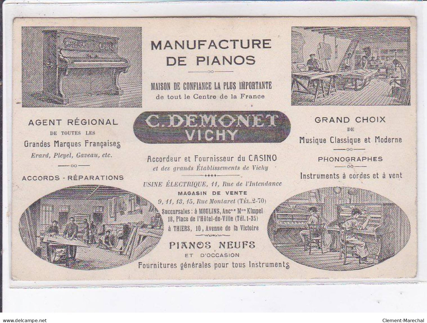 VICHY: Manufacture De Pianos C. Demonet, Publicité - Très Bon état - Vichy