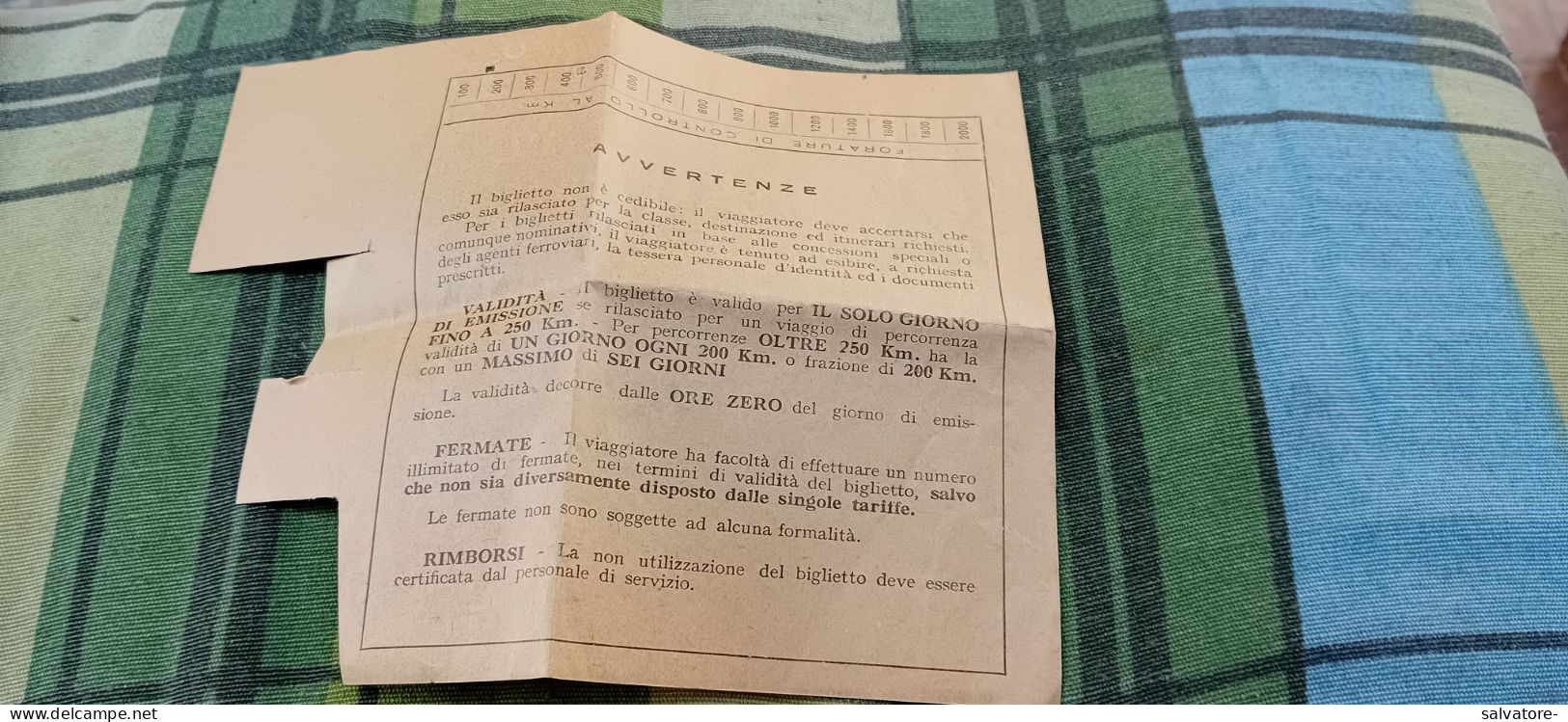 BIGLIETTO TRENO DA ROMA TERMINI A SIRACUSA 1958 - Europa