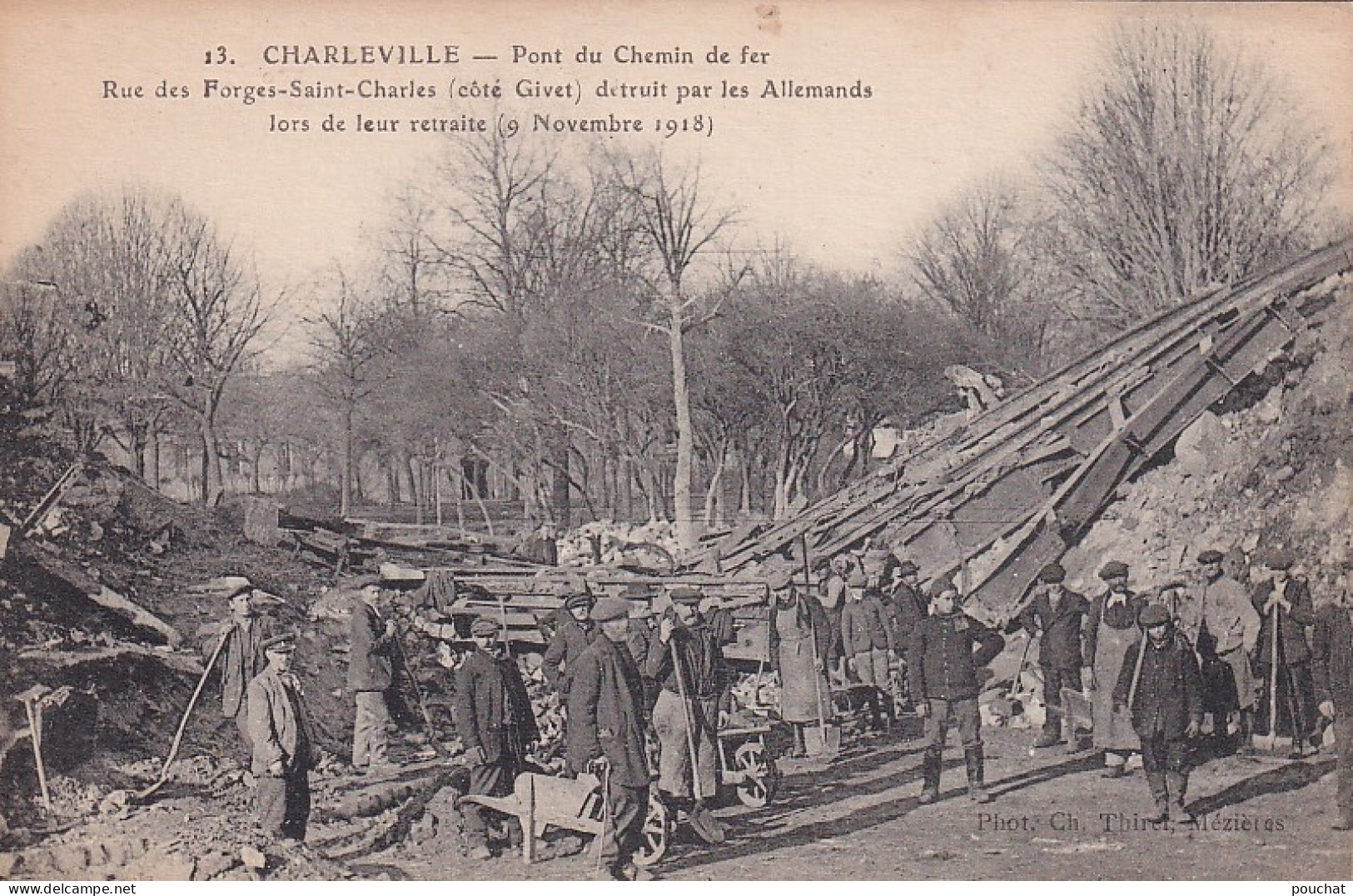 KO 30-(08) CHARLEVILLE - PONT DU CHEMIN DE FER - RUE DES FORGES SAINT CHARLES - CARTE SOUSCRIPTION STE DE GYMNASTIQUE  - Charleville