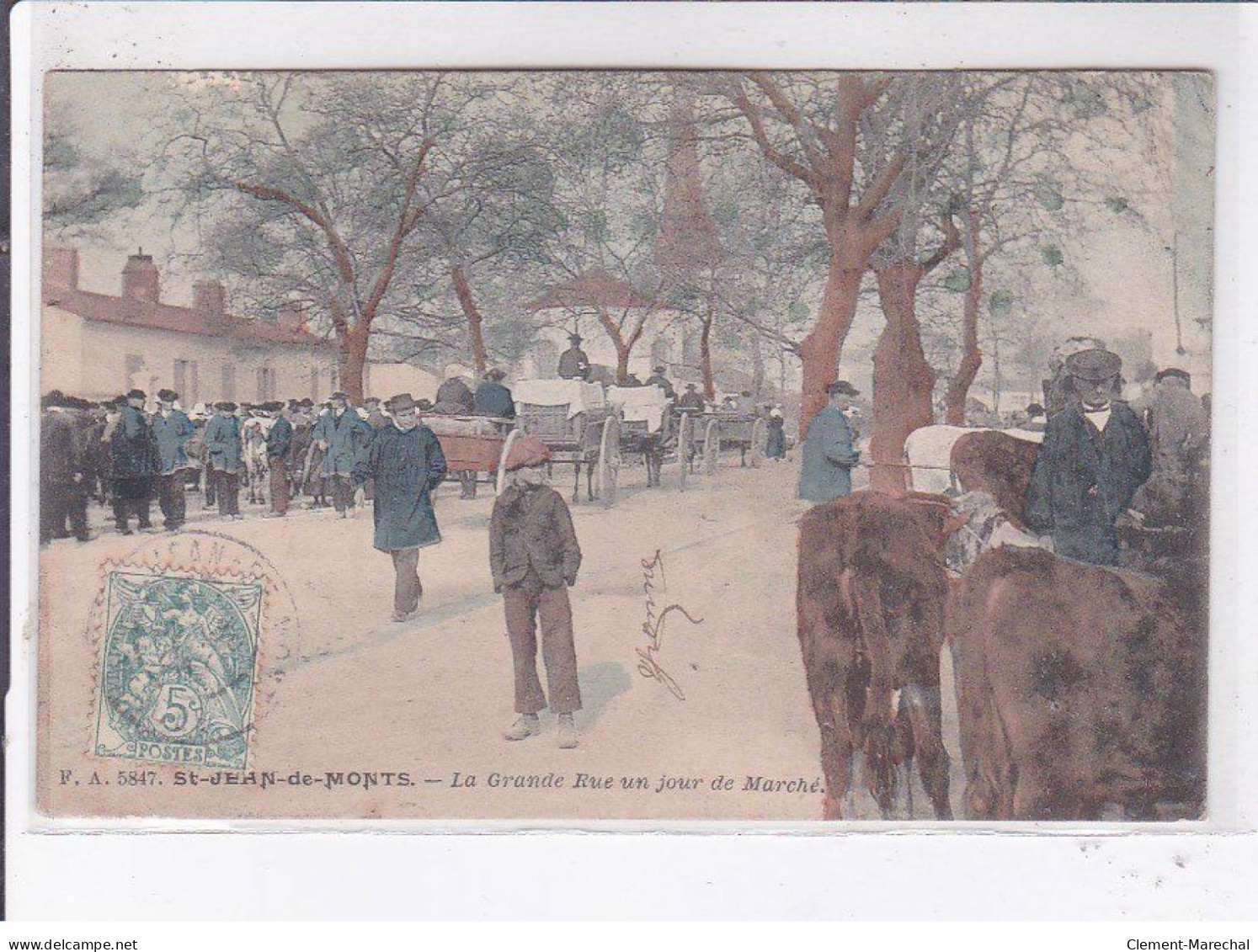 SAINT-JEAN-de-MONTS: La Grande Rue Un Jour De Marché - Très Bon état - Saint Jean De Monts