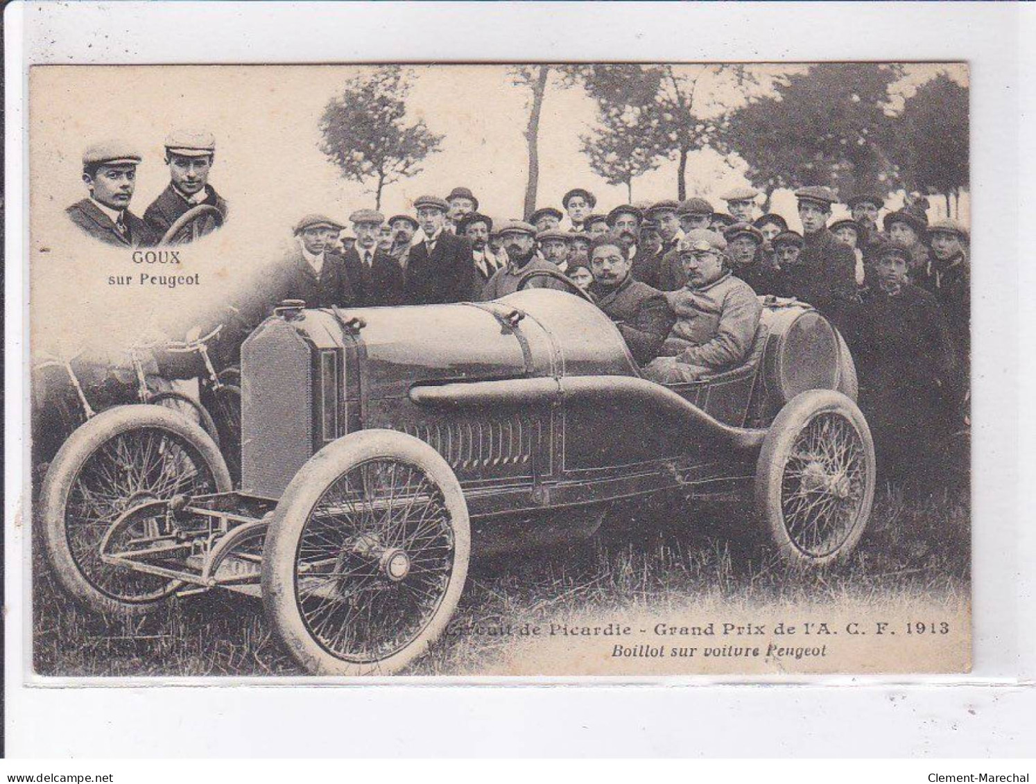 SOMME: Circuit De Picardie Grand Prix De L'A.C.F. 1913 Boillot Sur Voiture Peugeot - état - Autres & Non Classés