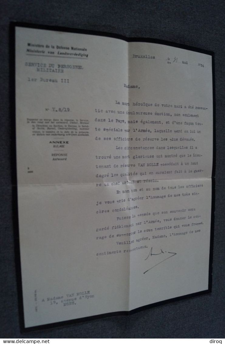 Service Du Personnel Militaire 1934,ancien Document Pour Collection - Documenti Storici