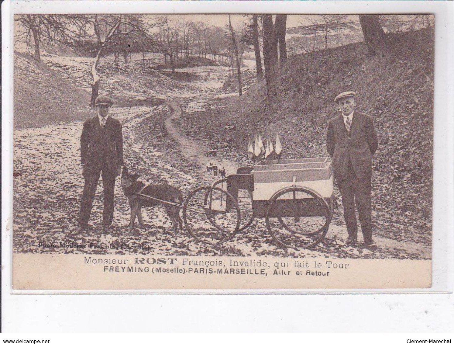 FREYMING: Monsieur Rost François Invalide Qui Fait Le Tour, Voiture à Chien - Très Bon état - Freyming Merlebach