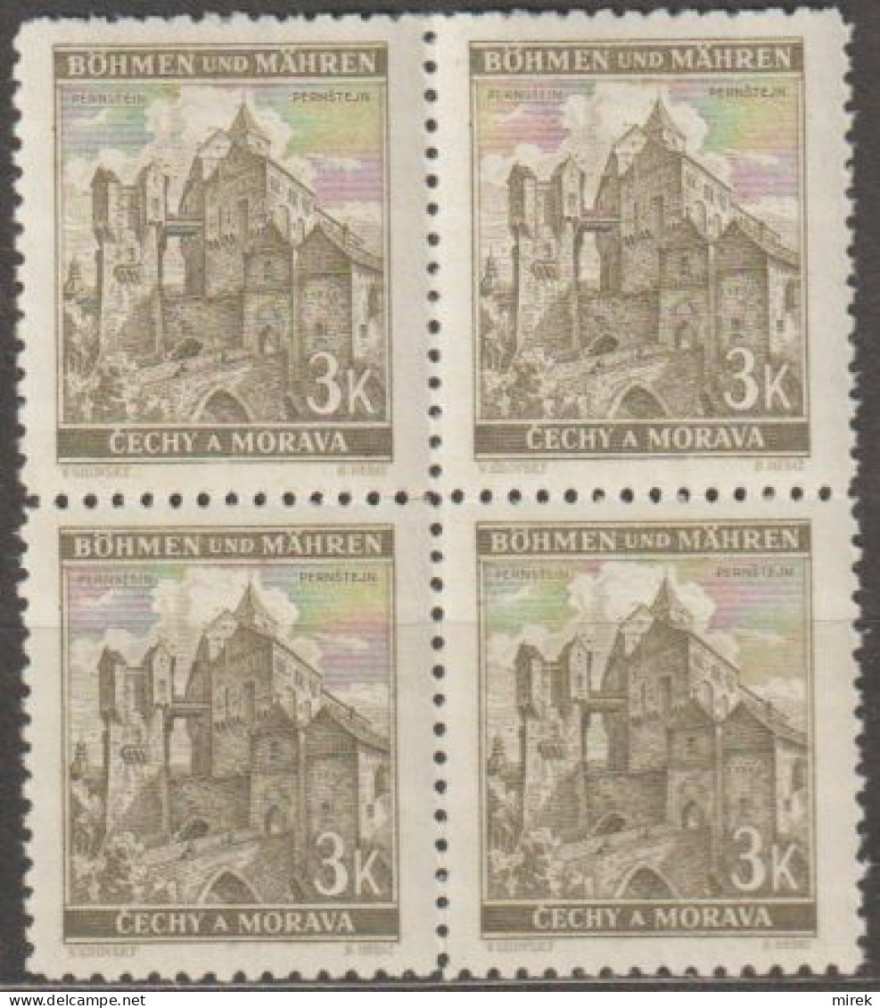 049a/ Pof. 61, Yellow Green, 4-block - Unused Stamps