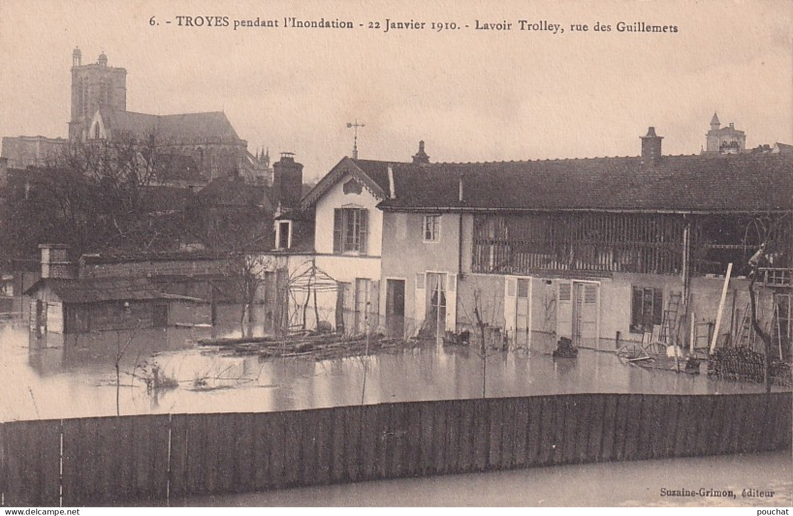 KO 32-(10) TROYES PENDANT L'INONDATION 22 JANVIER 1910 - LAVOIR TROLLEY , RUE DES GUILLEMETS - Troyes