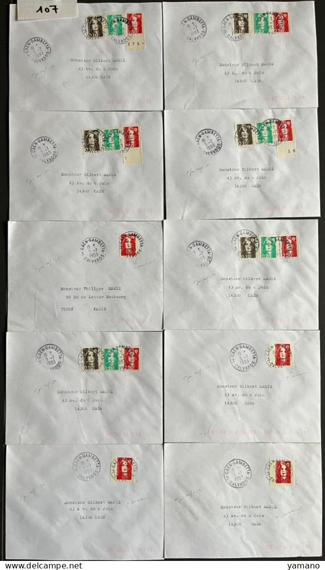 Marcophilie 1993 - Lot De 10 Lettres  BRIAT Du 5/07/1993 - Premier Jour Du Tarif 2.80 F  ( 107 ) - 1961-....