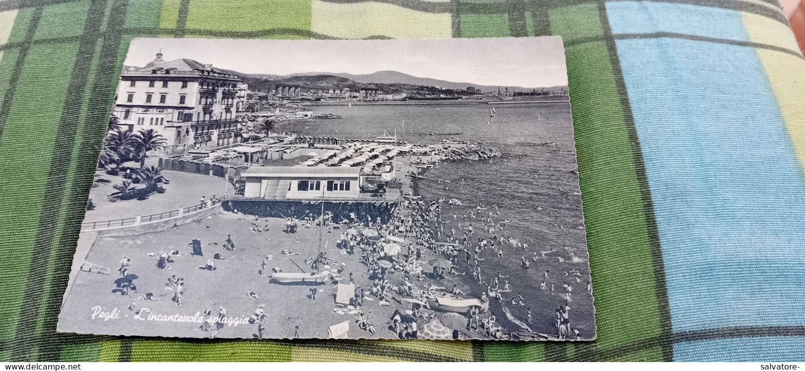 CARTOLINA PEGLI- L'INCANTEVOLE SPIAGGIA - ANNI 50 - NON VIAGGIATA - Genova