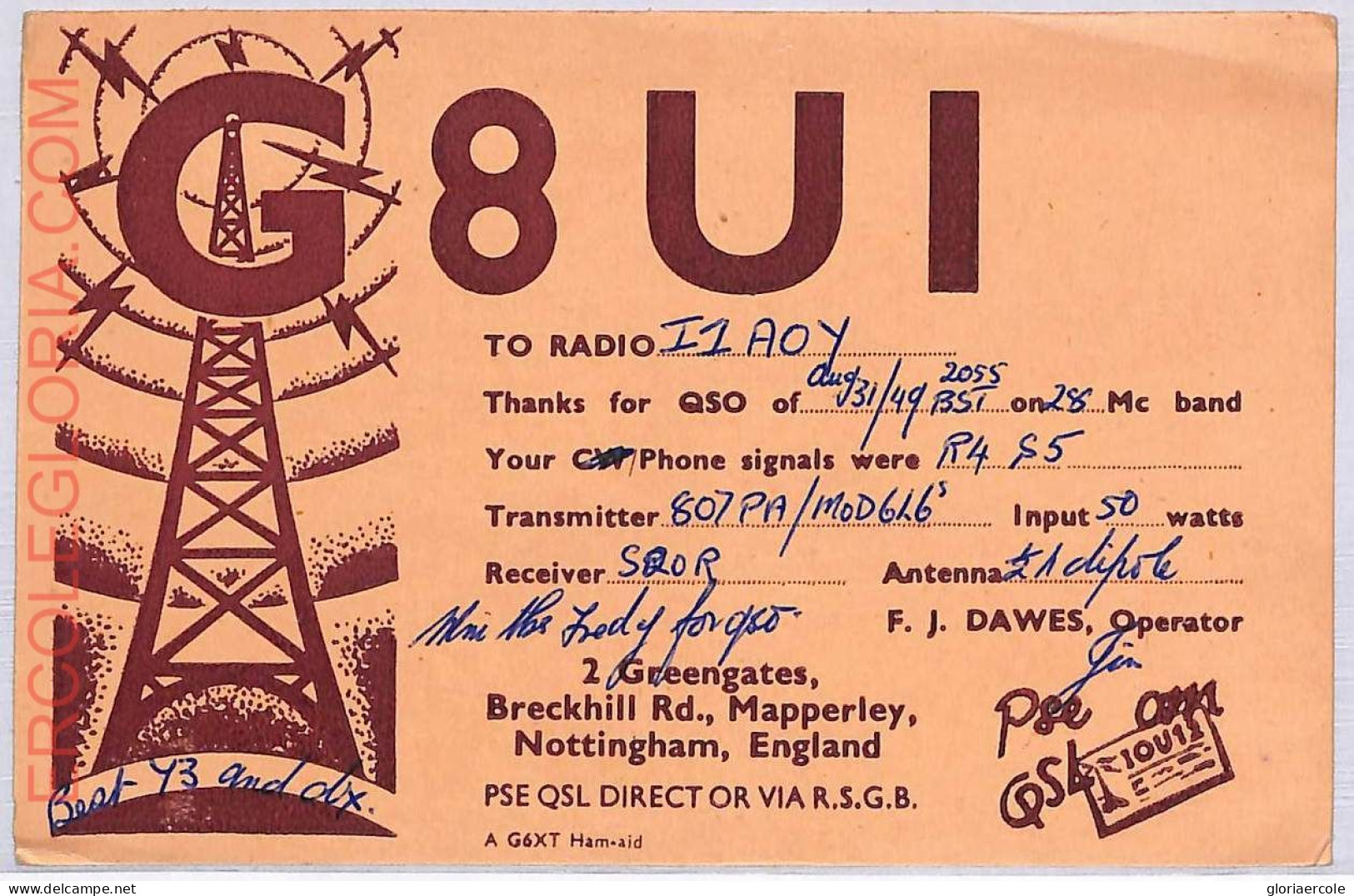 Ad9140 - GREAT BRITAIN - RADIO FREQUENCY CARD - England - 1949 - Radio