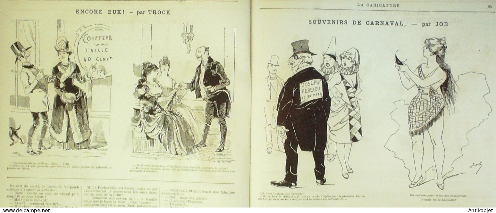 La Caricature 1886 N°325 Armée De Paris Tiret-Bognet Voix Du Sang Caran D'Ache Carnaval Job - Magazines - Before 1900