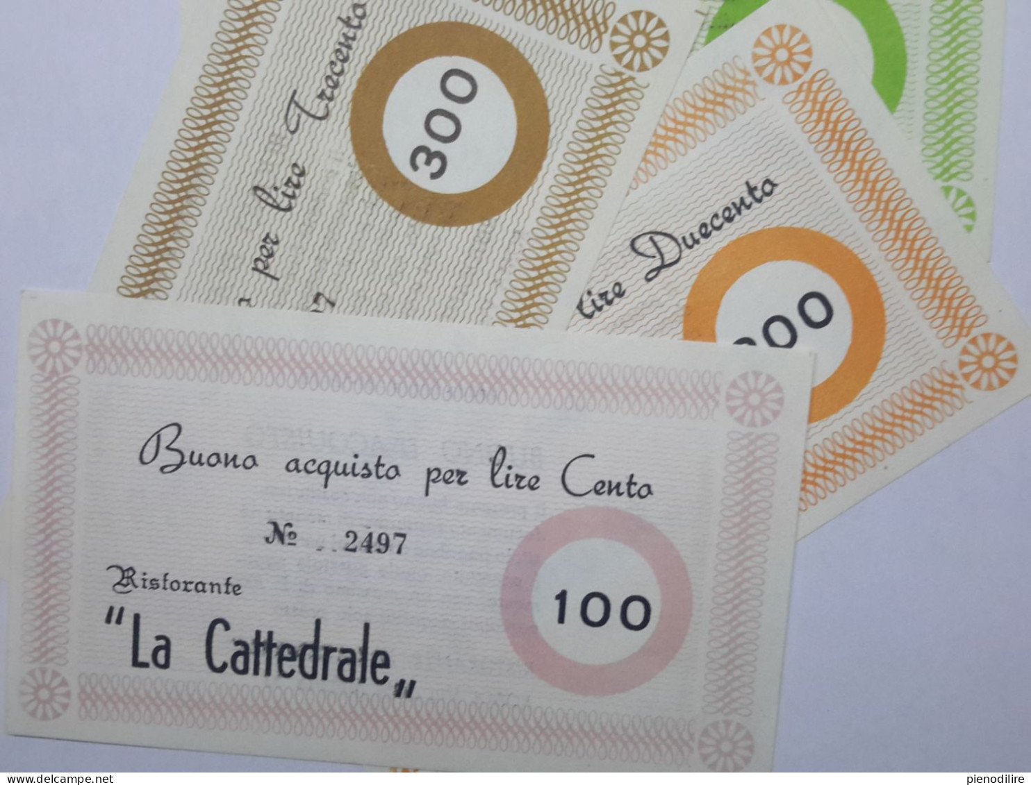 LOTTO 4Pz. 100 200 300 400 LIRE BUONI ACQUISTO RISTORANTE LA CATTEDRALE ROMA VALIDO FINO AL 31.12.1976 (A.4) - [10] Cheques Y Mini-cheques