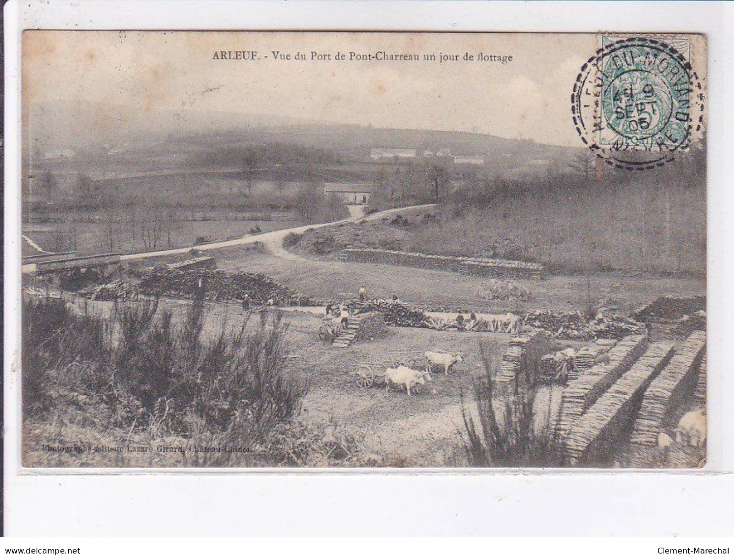 ARLEUF: Vue Du Port De Pont-charreau Un Jour De Flottage - état - Andere & Zonder Classificatie