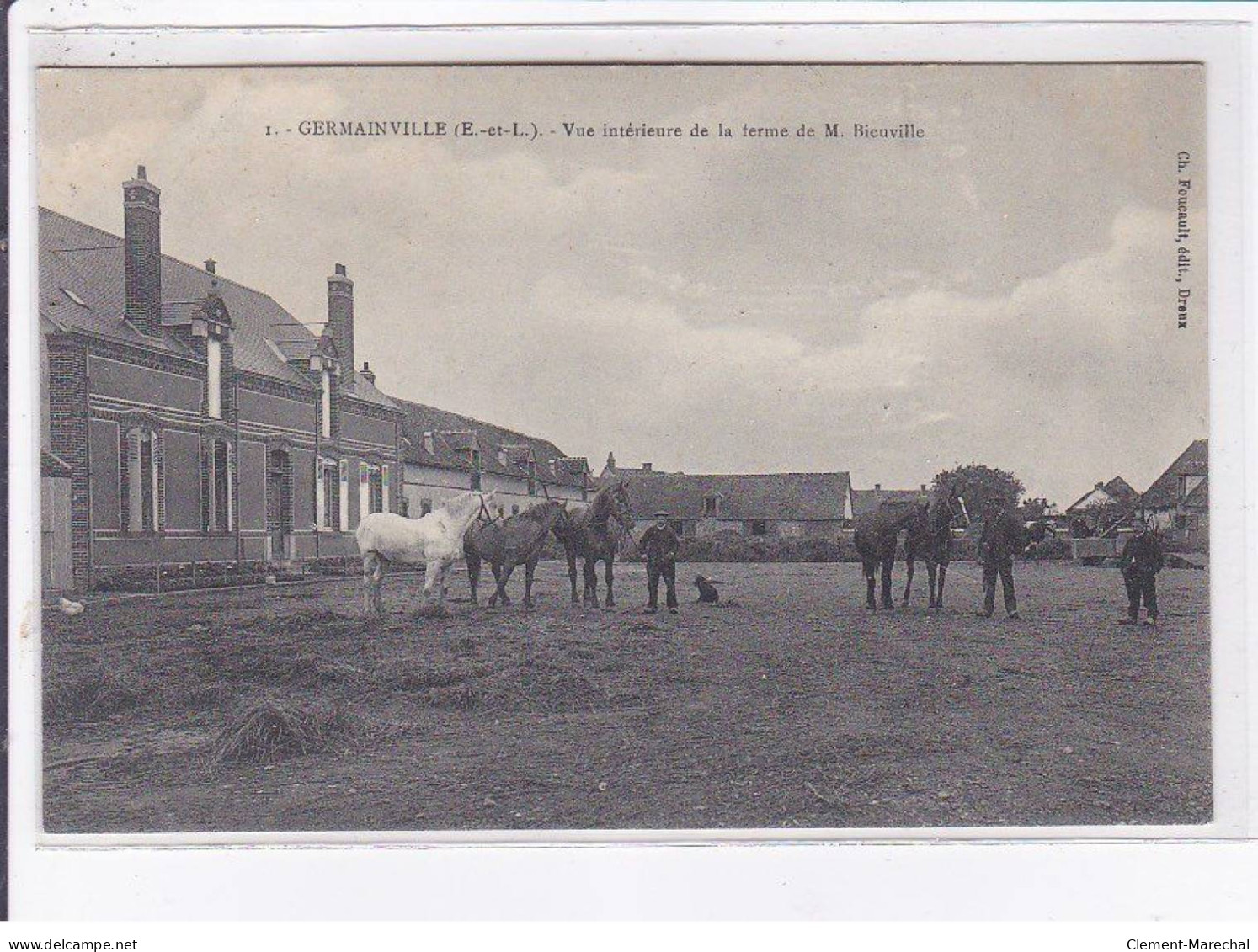 GERMAINVILLE: Vue Intérieure De La Ferme De M. Bieuville - Très Bon état - Altri & Non Classificati