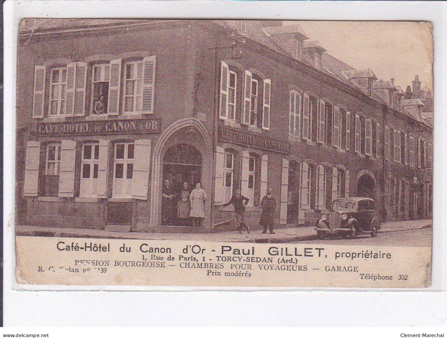 TORCY-SEDAN: Café-hôtel Du Canon D'or Paul Gillet Pension Bourgeoise - état - Autres & Non Classés