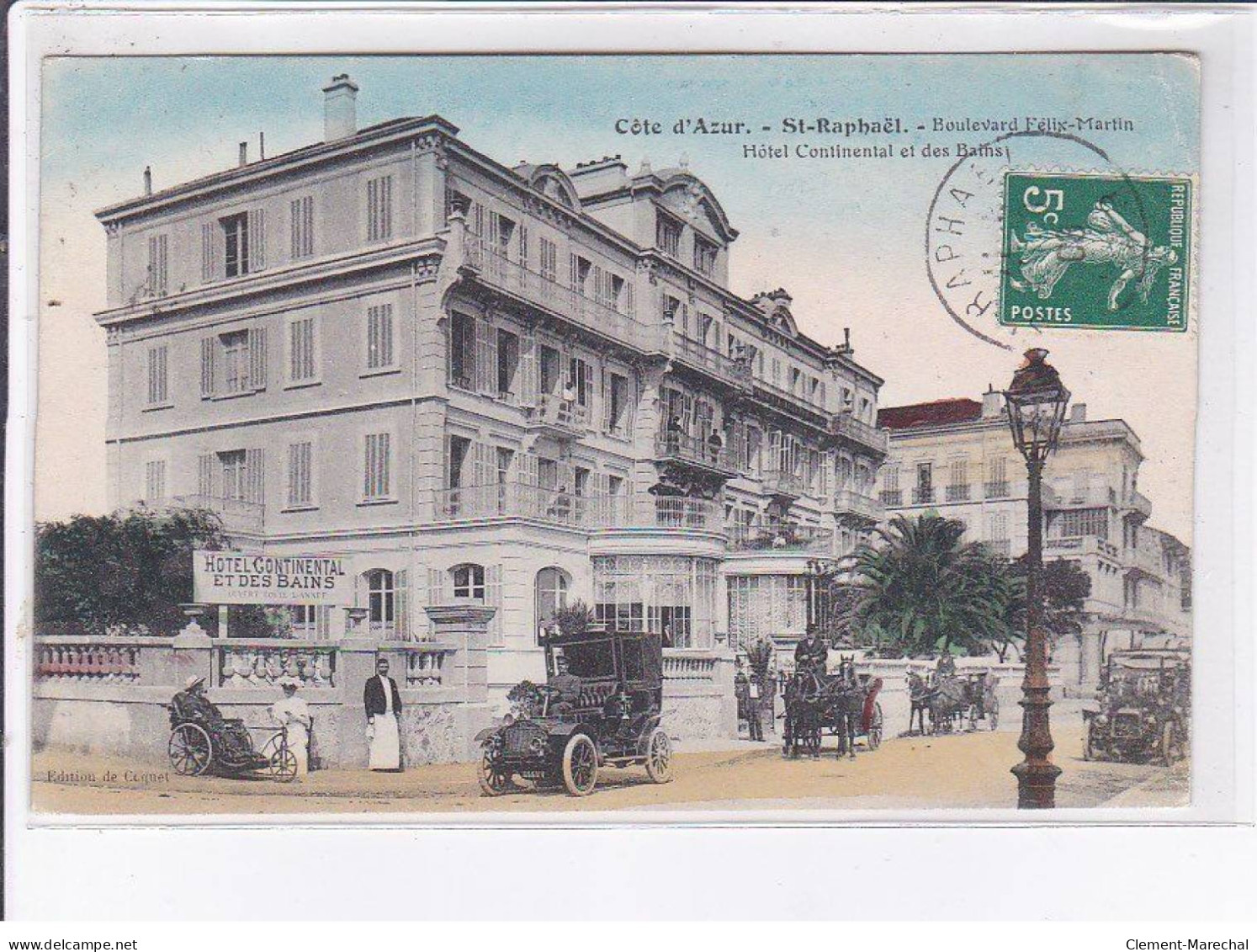 SAINT-RAPHAEL: Boulevard Félix-martin, Hôtel Continental Et Des Baths, Rare En Couleur - état - Saint-Raphaël