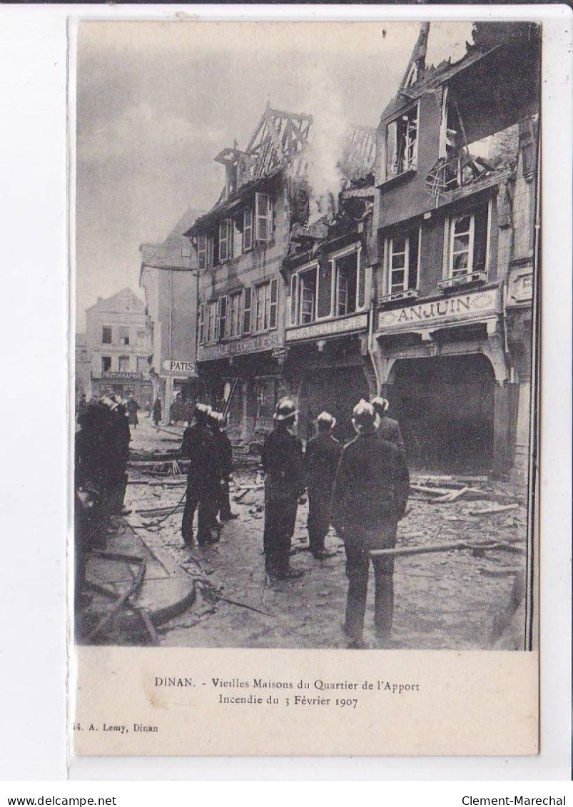 DINAN: Vieilles Maison Du Quartier De L'apport Incendie Du 3 Février 1907 - Très Bon état - Dinan