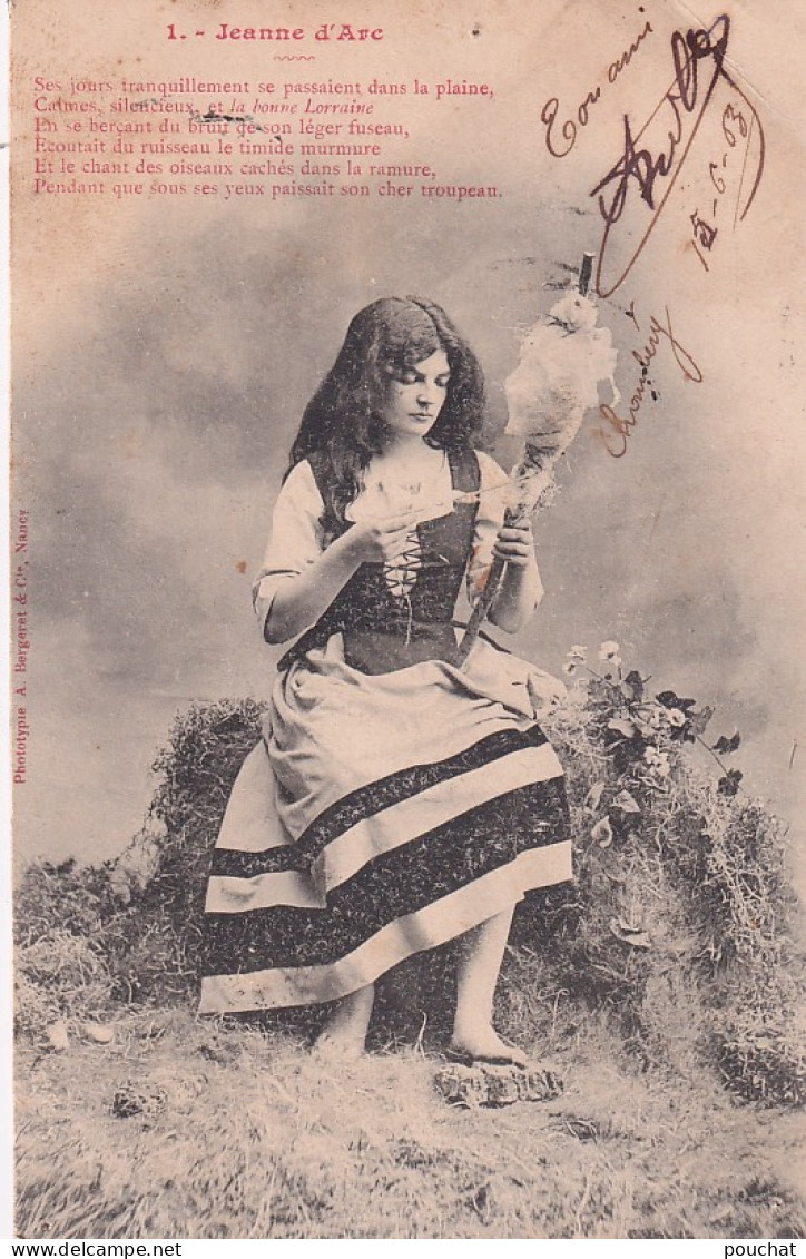 LE 28- " JEANNE D'ARC " - SERIE DE 5 CARTES - EDIT. BERGERET & Cie , NANCY - OBLITERATION 1903 - Historia
