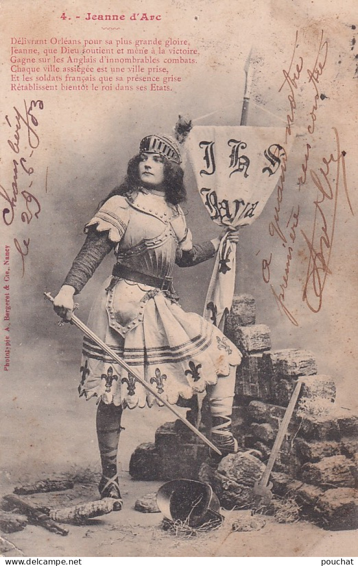 LE 28- " JEANNE D'ARC " - SERIE DE 5 CARTES - EDIT. BERGERET & Cie , NANCY - OBLITERATION 1903