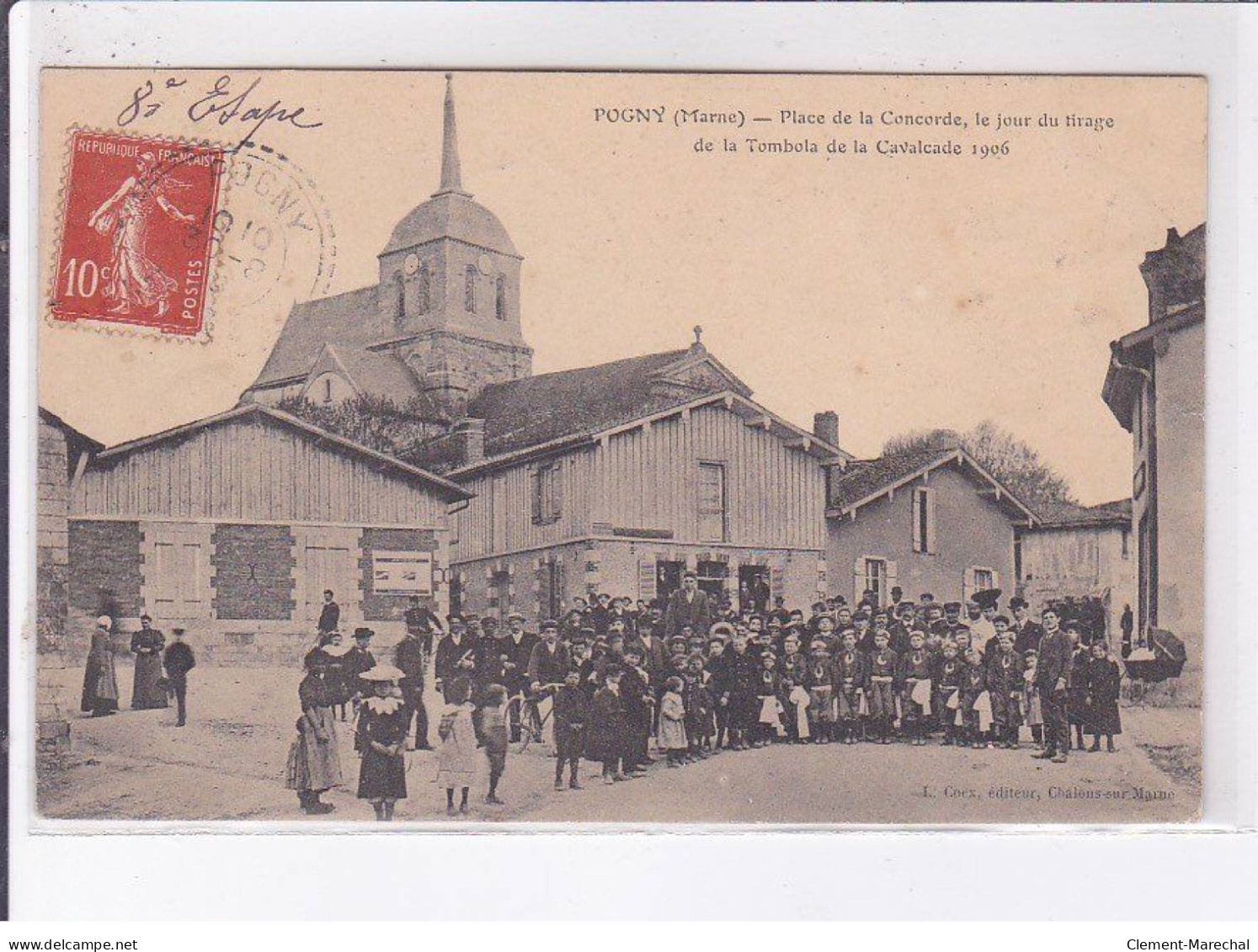 POGNY: Place De La Concorde Le Jour Du Tirage De La Tombola De La Cavalcade 1906 - Très Bon état - Other & Unclassified