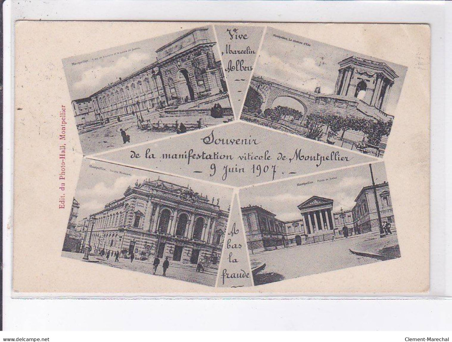 MONTPELLIER: Souvenir De La Manifestation Viticole De Montpellier 9 Juin 1907 - état - Montpellier